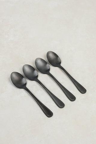 4 Pack Brushed Steel Teaspoons