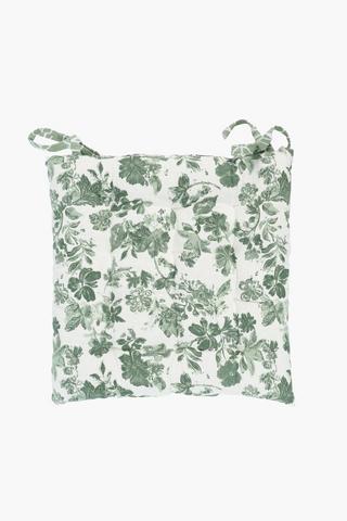 Printed Comore Cotton Floral Chair Pad, 40x40cm