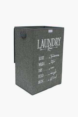 Knock Down Woven Script Laundry Basket, L40xw30xh60cm