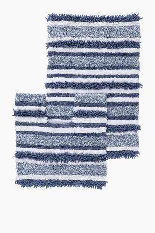 2 Piece Mingle Stripe Bath Mat Set