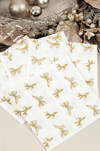 20 Pack Metallic Bow Serviettes