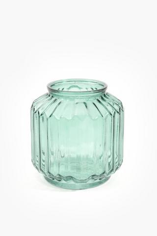 Facet Ribbed Vase, 13x13cm