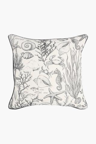 Premium Printed Sardinia Coastal Feather Scatter Cushion, 60x60cm