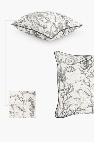 Premium Printed Sardinia Coastal Feather Scatter Cushion, 60x60cm