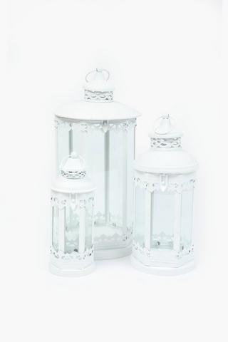 Metal And Glass Lantern, 17x40cm
