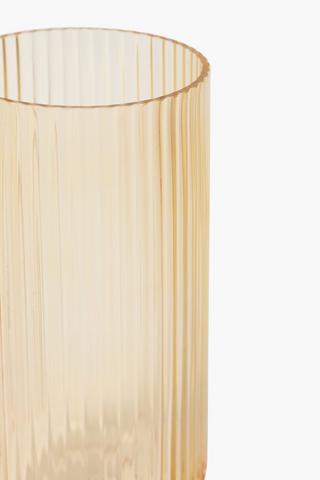 Amber Frosted Ribbed Vase, 12x25cm