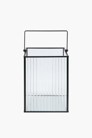 Ribbed Glass Lantern, 15x20cm