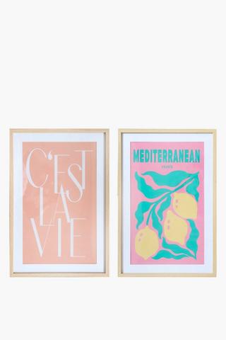 Framed 2 Pack C'est La Vie Canvas, 40x60cm