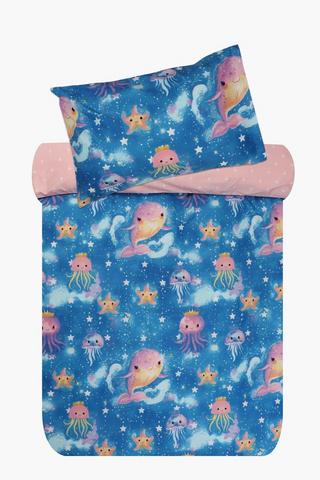 Soft Touch Angelica Ocean Glow In The Dark Duvet Cover Set