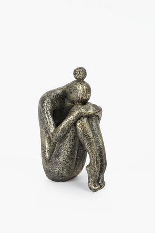 Leaning Metal Lady Statue, 9x15.5cm