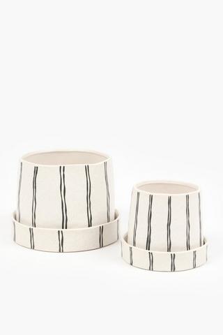 Ceramic Stripe Planter, 16x21cm