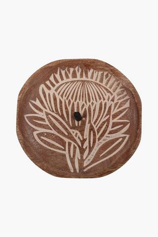 Protea Wooden Candle Plate