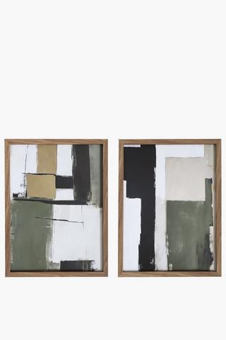 Framed 2 Pack Abstract Canvas, 30x40cm
