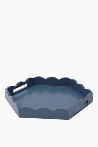 Hexagon Scallop Decor Tray, 40x5cm
