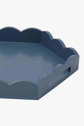 Hexagon Scallop Decor Tray, 40x5cm