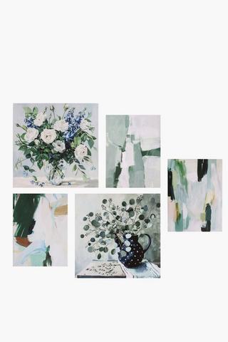 5 Piece Abstract Floral Canvas Set