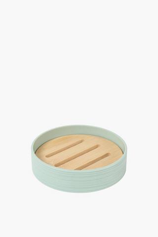 Plastic Ribbed Bamboo Soap Dish