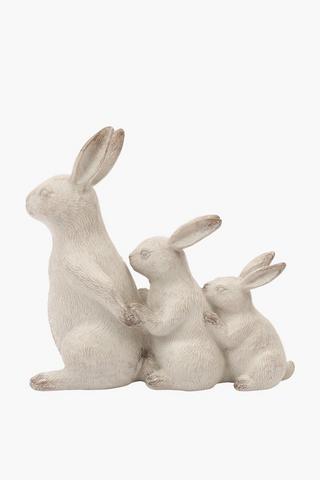 Ceramic Rabbit Family Statue, 23x25cm