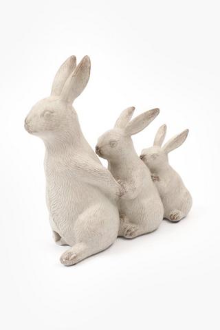 Ceramic Rabbit Family Statue, 23x25cm