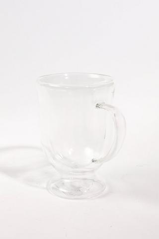 Footed Double Wall Glass Mug
