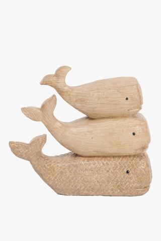 Whale Family Statue, 23x21cm