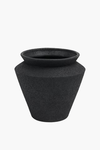 Textured Ash Ceramic Planter, 15x18cm