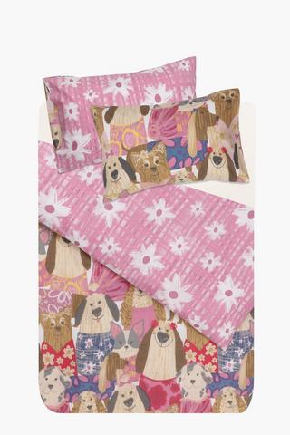 Polycotton Leiko Dogs Reversible Duvet Cover Set