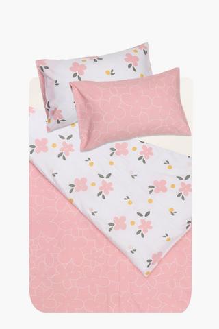 Printed Cotton Luna Flower Reversible Duvet Cover Set