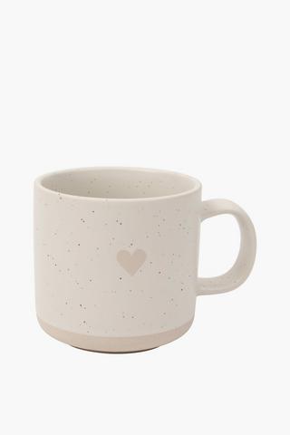 Heart Embossed Speckled Ceramic Mug