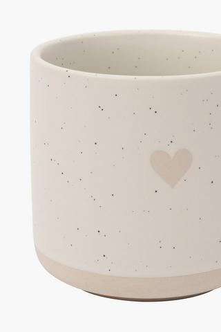 Heart Embossed Speckled Ceramic Mug