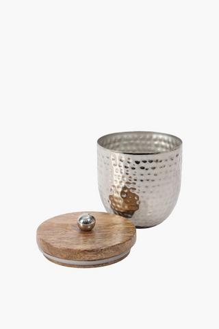 Metallic Hammered Storage Jar