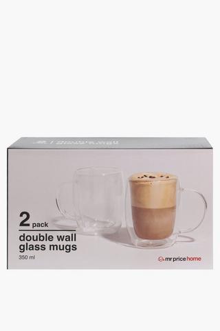 2 Pack Double Wall Tall Glass Mug