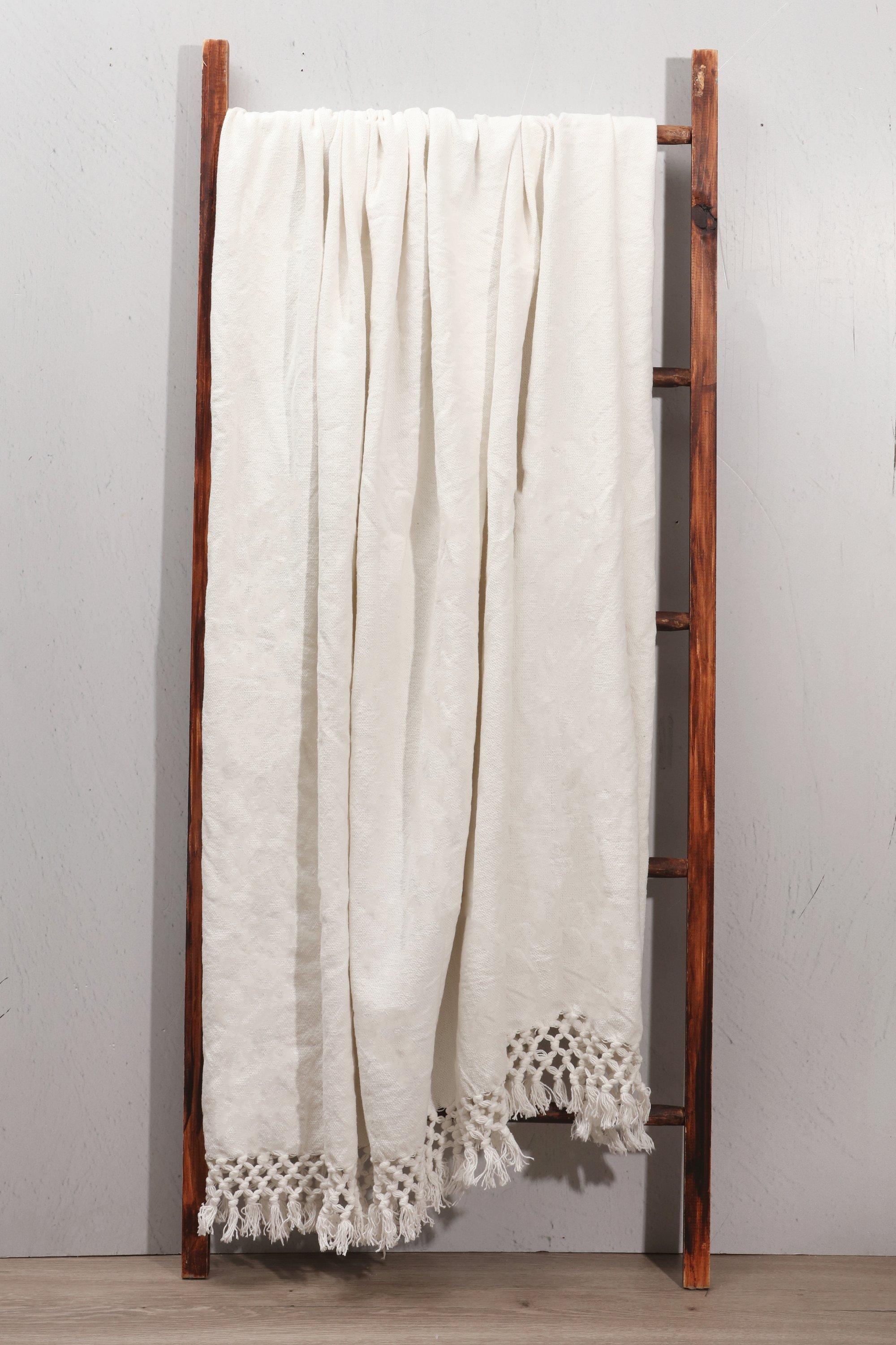 Macrame Cotton Tassel Throw, 140x180cm