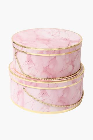 Marble Round Hat Box Extra Large