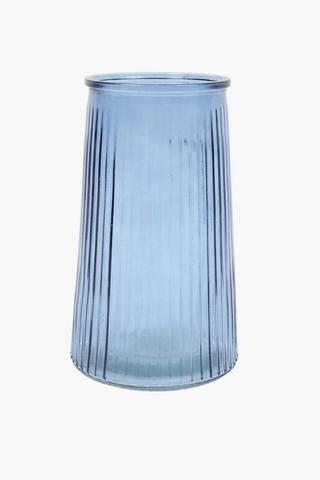 Ribbed Glass Cylinder Vase, 12.5x20.5cm