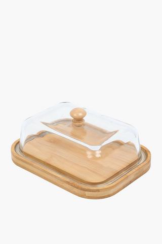 Wood And Glass Butter Dish