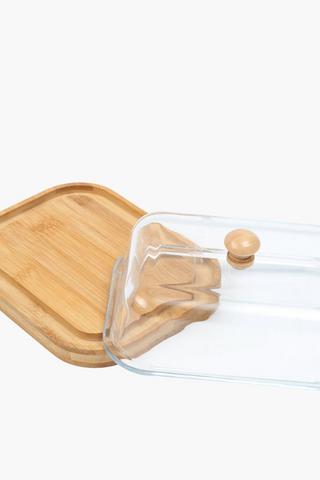 Wood And Glass Butter Dish