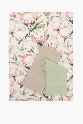 3 Pack Protea Cotton Tea Towel Set