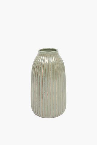 Ribbed Ceramic Bottle Vase, 13x25cm