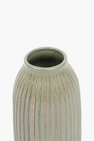 Ribbed Ceramic Bottle Vase, 13x25cm