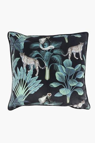Premium Printed Velvet Jungle Feather Filled Scatter Cushion, 60x60cm