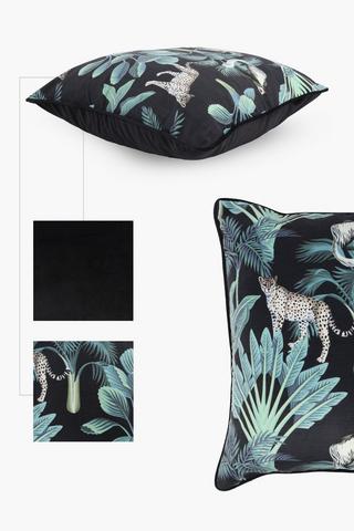 Premium Printed Velvet Jungle Feather Filled Scatter Cushion, 60x60cm