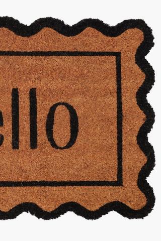 Coir Hello Scalloped Doormat, 40x60cm