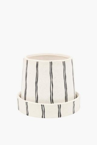 Ceramic Stripe Planter, 13x15cm