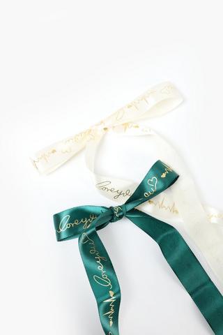 2 Pack Scripted Glitter Ribbon Set