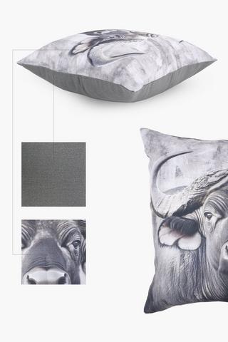 Polycotton Printed Baffalo Scatter Cushion, 50x50cm