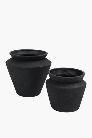 Textured Ash Ceramic Planter, 13x15cm