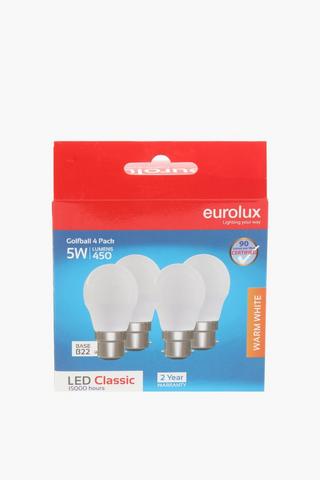 4 Pack Eurolux 5w Led Golf Ball, B22