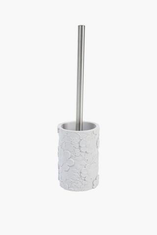 Polyresin Embossed Flower Toilet Brush Set