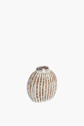 Ribbed Ceramic Vase, 8x12cm